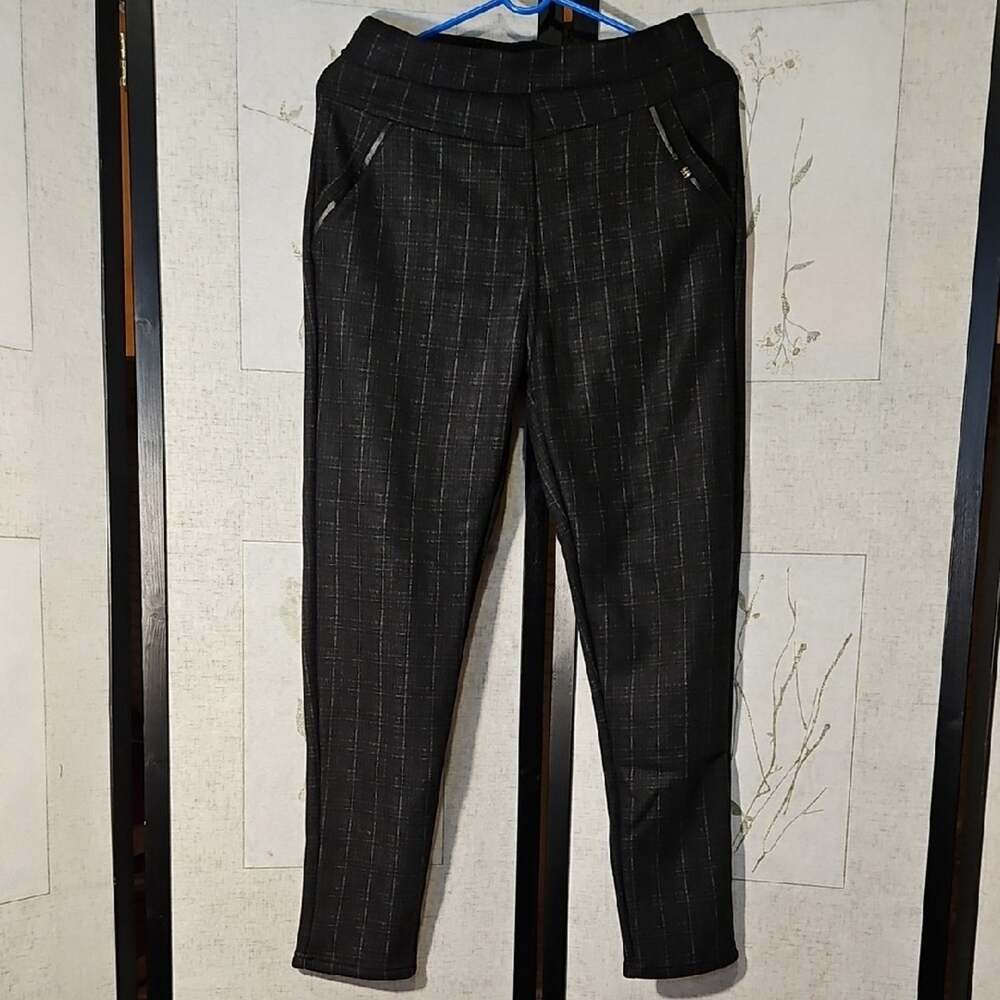 Black Winter Skinny Pants with Textured Fabric